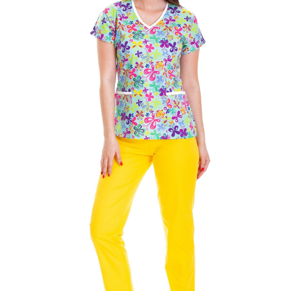 Bluza Imprimata - Teal Butterfly Blossom